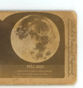 Full Moon Taken by Prof. H. Draper C. Bierstadt Universe Stereoview - Picture 1 of 3