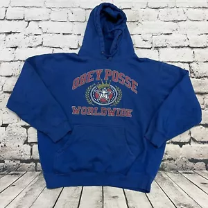 Vintage 90er Jahre Obey Posse Herren Sweatshirt Hoodie Grunge blau Löcher zerstört M? - Bild 1 von 10
