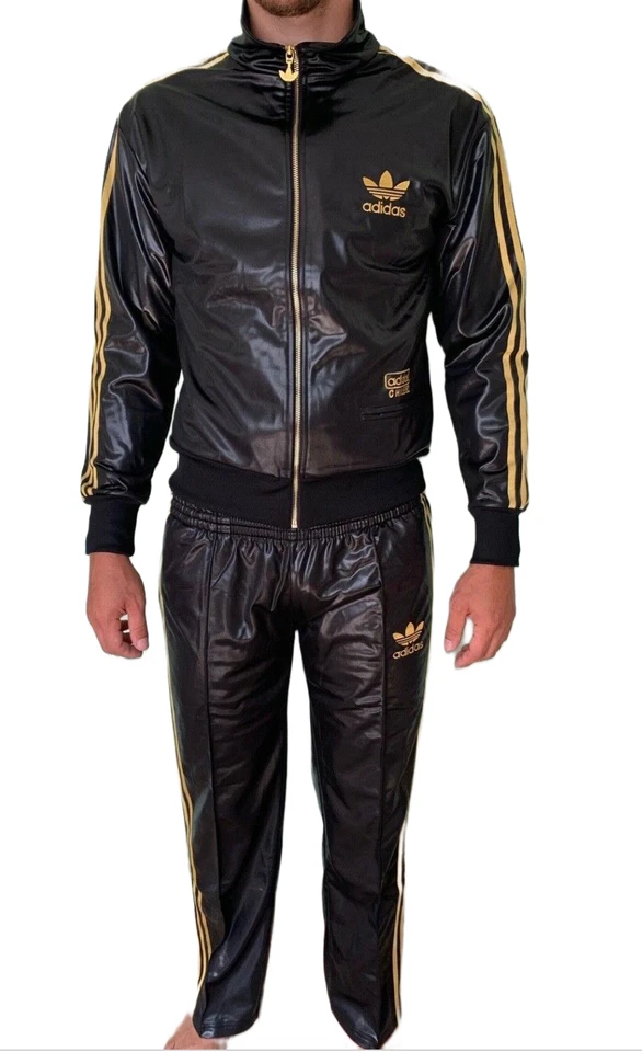 Adidas Originals Chile 62 Black Suit Yellow Track Top Shiny Rare Jacket Pants - Image 1 of 1