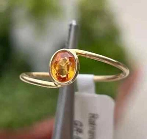 1.5Ct Oval Orange Sapphire Lab Created Diamond 14K Gold FN Bypass Wedding Ring - Picture 1 of 6