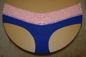 Blue Victoria's Secret Extra Low Rise Hipster Peach Lace Band, Love Pink S - Picture 1 of 2