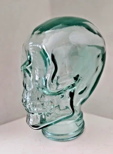 Clear Green Glass Life Size Skull Mannequin Head Display Stand Wig Hat Holder - Picture 1 of 6