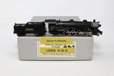N Scale Hallmark "Southern 1480" USRA 4-8-2 Brass Locomotive w/Freight Carrier - Image 1 of 4