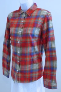 J MCLAUGHLIN Mujer Rojo Verde Azul Algodón a cuadros Botón Camiseta delantera Sz 6 - Imagen 1 de 5