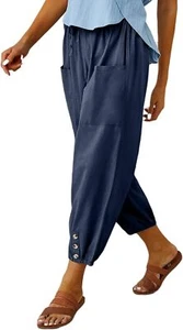Women's Casual Lantern Tapered Harem Pants Loose Fit Medium, Capri-denim Blue - Picture 1 of 6