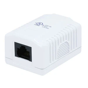 1-Port CAT5e RJ45 Keystone Jack Loaded Surface Mount Box SMB White - 1-100 Lot - Picture 1 of 10
