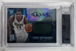 2013-14 Giannis Antetokounmpo Spectra RC Blue Prizm Rookie Auto Jersey /99 BGS 9 - Picture 1 of 3