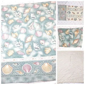 Vtg Dan Rivers Seashell Bedding Group~Comforter, Flat Sheet, Pillowcase & Sham - Picture 1 of 23