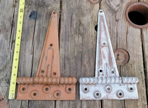 T Strap  Barn Door Gate Shed Hinges 12 x 7 Inches Set Of two Salvage Vintage Cover