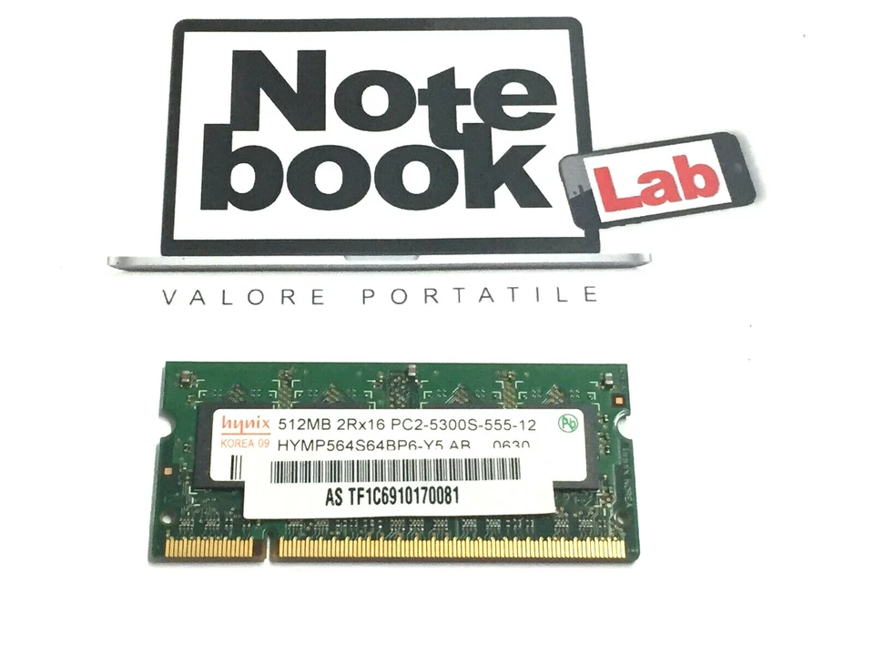 Memoria Memory Ram 512M 512MB 512 M Mb Hynix PC2-5300S DDR2-667 HYMP564S64BP6 - Immagine 1 di 1