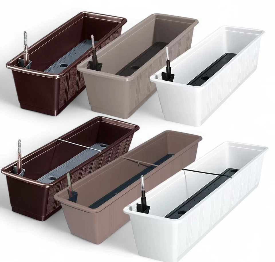 Geli Blumenkasten Aqua Green Plus Wasserspeicher - 60cm 80cm braun weiß taupe