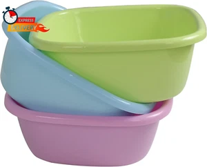 Plastic Square Wash Basin, 12 Quart Dish Tubs, 3-Pack - Picture 1 of 12