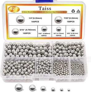 Kit Assortimento 620PCS 304 Palline di Precisione Acciaio Inox Cuscinetti Bicicletta Palline - Foto 1 di 7