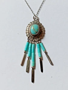 Sterling Silver 925 Vintage Native American Necklace & Pendant - Picture 1 of 7