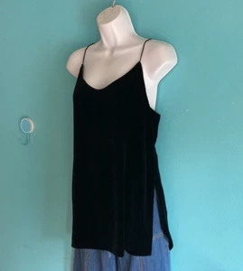 Theory Odette B Black Velvet Cami Spaghetti Strap Tank Top Size M 36" Bust - Picture 1 of 13