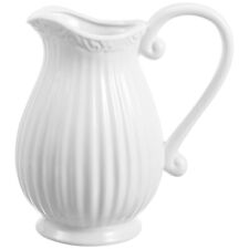 7.8in White Ceramic Pitcher Vase for Flowers - French Country Decor