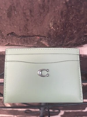 NWT COACH Leather Credit Card Case Wallet Pale Pistachio green - Image 1 of 4