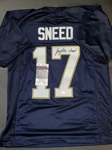 Jaylen Sneed Notre Dame Irish Auto Signed Blue Jersey JSA COA - - Picture 1 of 3