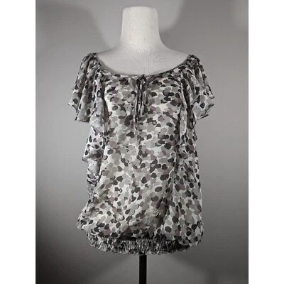 Blusa Charlotte Russe para mujer gris manga volantes talla L carrera oficina trabajo ropa Foto 1 de 4