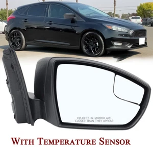 Right Side Mirror For Ford Focus 2015-2018 W/Temperature Sensor Textured Black - Picture 1 of 14