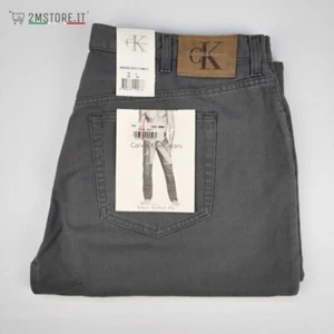 Jeans Gabardine CALVIN KLEIN CK Basic Grigio Regular Fit Dritto VINTAGE - Foto 1 di 8