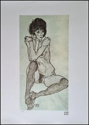 EGON SCHIELE * Seated female* 50 x 70 cm * signed lithograph * limited # 110/200 - Bild 1 von 4