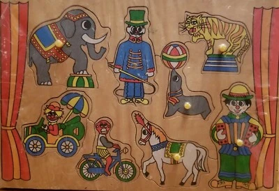 NEW Vintage Fisher Price Wood Circus Puzzle 1960s Old Stock People & Animals   - Image 1 of 4