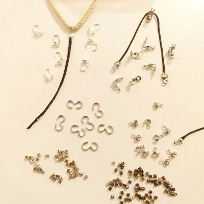 Quetschperlen  Kalotten  Klappkapsel Endkappen Kalotten Öse Farbe Silber  - Bild 1 von 2