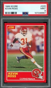 1989 Score #220 KEVIN ROSS Chiefs PSA 9 MINT Sharp/Centered/Just Graded - Picture 1 of 2