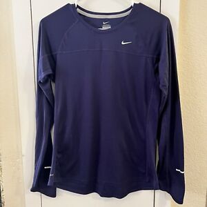 T-shirt à manches longues bleu Nike Running T-shirt Dri Fit semi-ajusté taille M