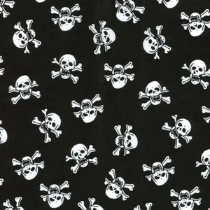 Skull & Cross Bones, Goth, Halloween Poly Cotton Craft Dress Fabric TC0017 - Picture 1 of 1