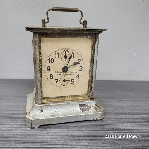 ANTIQUE 1880'S GERMAN JUNGHANS MUSICAL ALARM CARRIAGE MANTLE CLOCK Cover