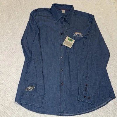 Cutter & Buck Women’s Sz Lg, Super Bowl Eagles Long Sleeve Jean Button Up Shirt - Image 1 of 4