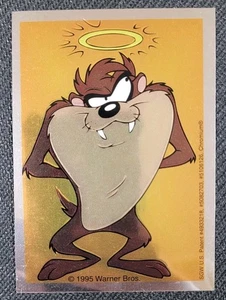 RARE Vintage 1995 Angel Taz Tasmanian Devil Foil Vending Sticker Looney Tunes - Picture 1 of 2