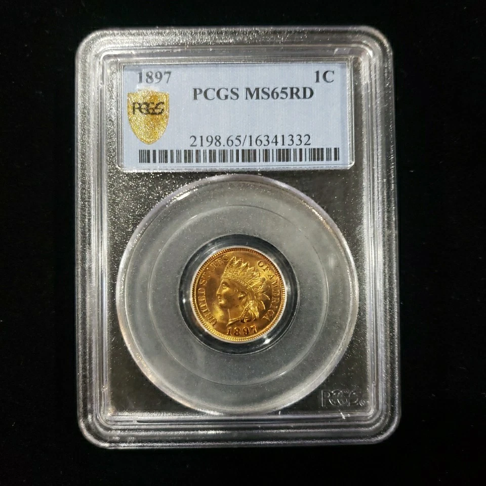 1897 Indian Head Cent 1C - PCGS MS65RD – Choice Gem, Blazing Red, Stunning Color - Image 1 of 4