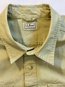 LL Bean Men’s XLT Utility Work Shirt Khaki Cotton Long Sleeve Outdoor Heritage - Picture 1 of 10