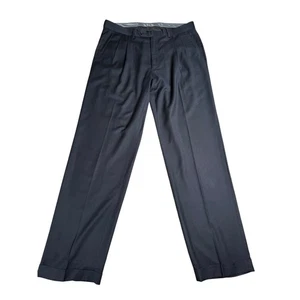 Lauren Ralph Lauren Mens Dress Pants Size 34x32 Blue Pleated Cuffed Career - Picture 1 of 8