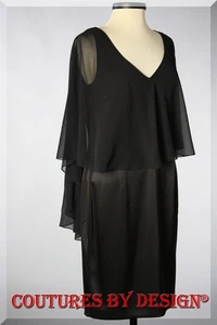 Vestido St John Knits Couture Líquido Satén Capa Superposición Caviar Talla 8 Nuevo con Etiquetas $1195 - Imagen 1 de 2