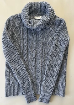 Suéter Pullover Abercrombie & Fitch Gris Grueso Acanalado Tejido Cuello Alto M Foto 1 de 4