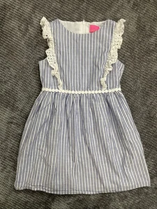 Lilly Pulitzer Madelina Dress Blue White Striped Sleeveless Girls Size 8 - Picture 1 of 6