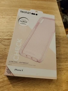 Tech21 Evo Check FlexShock iPhone X iPhone XS Case Cover - Pink Rose Tint White - Picture 1 of 6