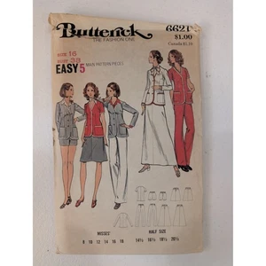Butterick 6621 VTG Sewing Pattern Misses Jacket Skirt Pants Shorts Size 16 Uncut - Picture 1 of 4