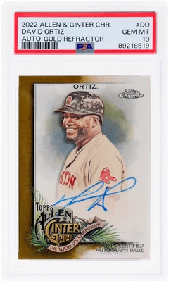 Topps Allen and Ginter 2022 cromo David Ortiz refractor automático dorado/50 PSA 10 Foto 1 de 2