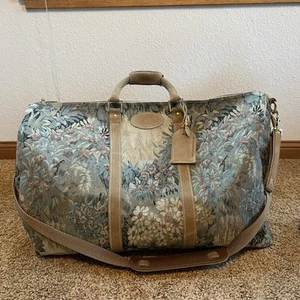 Französischer Vintage Blumen Gobelin Seesack Weekender - Wildlederbesatz  - Bild 1 von 14