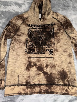 Vintage Y2K Affliction Reversible Graphic Hoodie Mens Size XL Rare 2in1 - Image 1 of 4