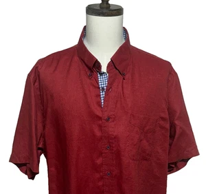 Camisa Paul Fredrick Para Hombres 18.5 Rojo Lino Clásica Abotonada Lujo Sin Hierro Playa - Imagen 1 de 9