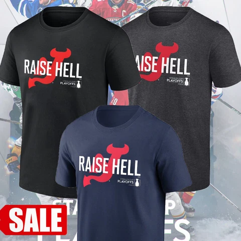 NEW! New Jersey Devils 2023 Stanley Cup Playoffs Raise Hell T-Shirt Unisex S-5XL Cover