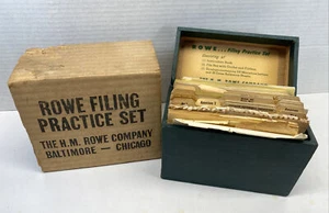 Vintage Rowe Filing Practice Set - H M Row Company Box with Case - Picture 1 of 12