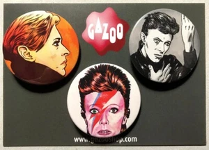 DAVID BOWIE - Set of 3 Pin Badges (1.5"/38mm) - Picture 1 of 1