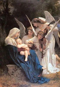 Die Jungfrau mit Engeln von William Bouguereau Christkind religiöser Druck 19x13 - Bild 1 von 1